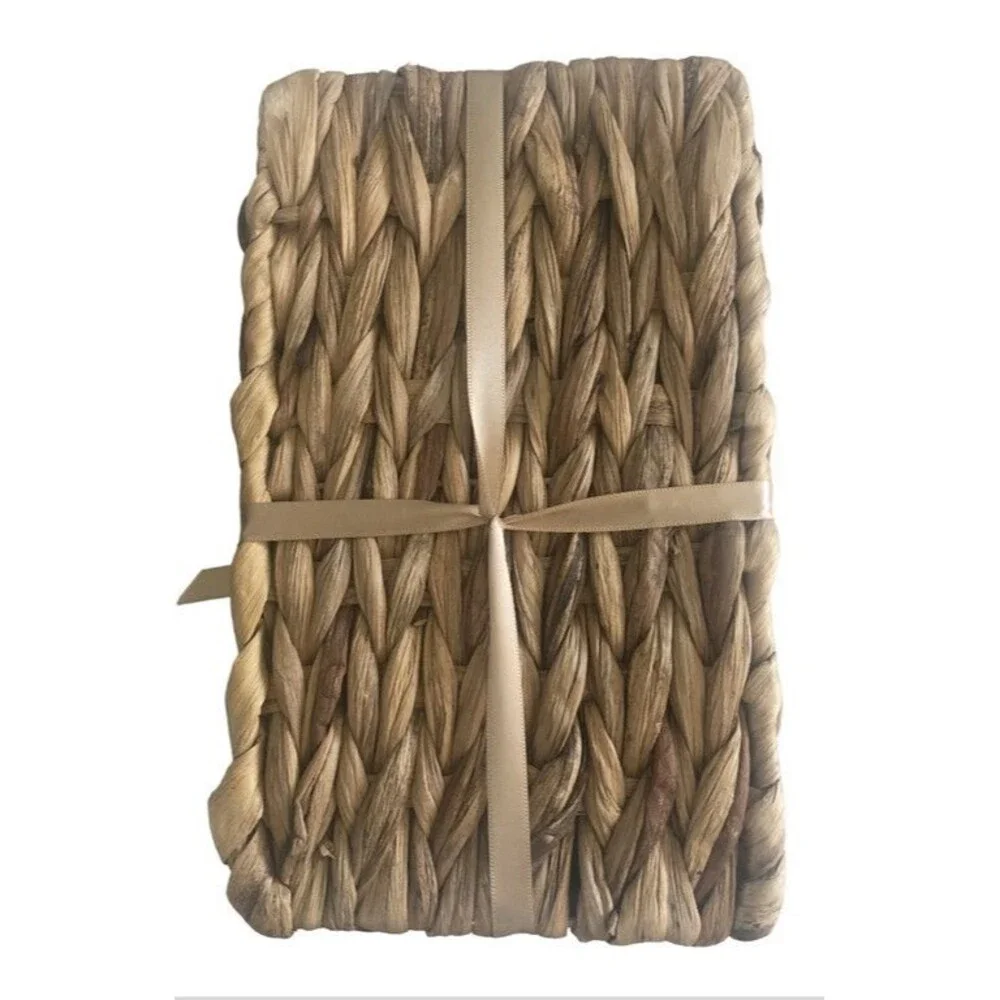 Water Hyacinth Paper Napkin Holder Wicker Basket With 50 Shell Napkins Bathroom